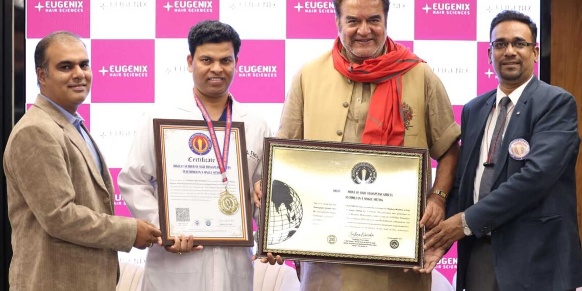 Eugenix Hair Sciences Sets The World Record for Highest Grafts in a Single Hair Transplant Sitting; enters World Records Book of India
